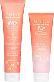 Pacifica Beauty, Glow Baby Brightening Face Wash & Enzyme Face Scrub, Vitamin C, Glycolic Acid, AHA, Vitamin E, Cleanser, Exfoliator, Soft & Smooth, Clogged Pores, Gentle on Skin, Vegan