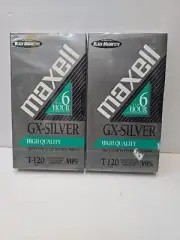 Maxell T-120 VHS GX-Silver 6 Hour High Quality Video Tapes 2 Pack