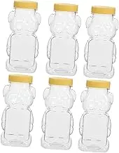 MOTHNUR 6pcs Bear Shape Airtight Honey Bottles Transparent Candy Storage Jars Lightweight Reusable Honey Containers for Parties and Weddings Random Lid Colors