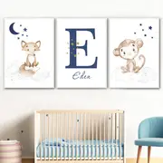 [Namly Design] Posters - Fox and Monkey / Personalised / Set of 3
