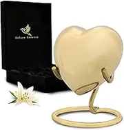 Gold Heart Keepsake Urn for Human Ashes - Premium Box & Stand Included - Handcrafted Small Cremation Urn for Adults & Infants - Tribute to Your Loved One