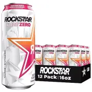 (12 Pack) Rockstar Pure Zero Tangerine Mango Guava Strawberry Energy Drink, 16oz