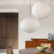 Large Cotton Lamp Shade Set 24+20 Inch Round/oval White Pendant Light Shade M...
