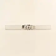 Chunky Chain Elastic Belt White & Silver - 60-80cm