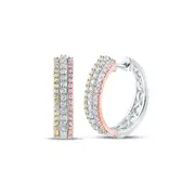 10k Tri-Tone Gold Round Diamond Hoop Earrings 1/2 Cttw