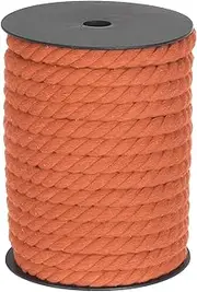 sourcing map Cotton Rope 3 Strand Twisted Braided Rope Cord, Orange 23m/25 Yard 10mm Dia for Wall Hanging, Plant Hanger, Knitting, Macrame Knotting