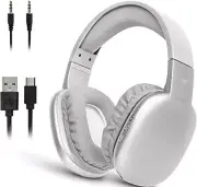 Ultra Wireless Headphones with Microphone- Rechargeable Over Ear Silver