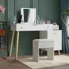 Ufurniture Dressing Table Stool Set Flip Top Makeup Mirror Jewellery Vanity Desk