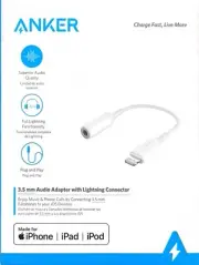 Loot of 5 Anker 5" PowerLine Lightning to 3.5mm Audio Adapter - White