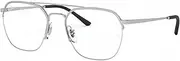 Ray-Ban Men's RX6444 Square Metal Eyeglass Frames Non Polarized Prescription Eyewear, Silver/Demo Lens, 51 mm