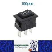 100 x Black Rocker Switches 10x15mm ON/OFF/ON 3 Pin SPST Panel Mount Mini Switch