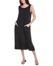 EILEEN FISHER Scoop Neck Silk Flare Dress
