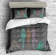 Yoga Workout Bedding Set Yoga Girls Exercise Meditation Yogic Discipline Comfortcer Set |1 Comforter+2 Pillowshams(3Pcs) or Sheet (4Pcs) (FULL-3PCS,C)
