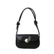 Fashion Solid Color Crossbody Bag Women Round Buckle Tie Knot Retro PU Leather Shoulder Handbags Messenger Pouch