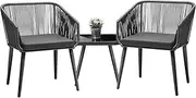 Livsip Outdoor Furniture 3 Piece Lounge Setting Chairs Side Table Bistro Set Pat