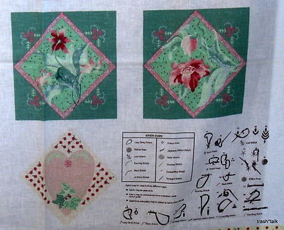 Christmas Fabric Panel Mini quilt stocking pastel GAUZE linen shabby country