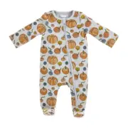 Mud Pie Kids Baby Gray Pumpkin Patch Thanksgiving Fall 1 Pc Sleeper Set
