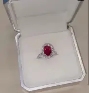 2.50 Ct Oval Natural Ruby Sapphire Diamond Wedding Ring14K solid white gold