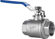 3-Way Ball Valve Stainless， 1pcs Stainless Steel SS304 2P Full Port BSP Female 1/4 3/8 3/4 1 Inch Vinyl Handle Thread Valves Water Switch DN8-50(3/8 Inch)