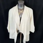 LUSH Open Blazer Jacket Open Shawl Collar Natural Cream Size Medium NWT