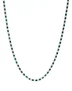 Bloomingdale's Fine Collection Emerald & Diamond Tennis Necklace in 14K White Gold, 17