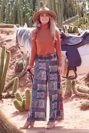 Story Teller Velour Wide Leg Pants--BOHO-723