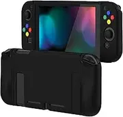 PlayVital Black Protective Case for Nintendo Switch, Soft TPU Slim Case Cover for Nintendo Switch joycon Console with Colorful ABXY Direction Button Caps