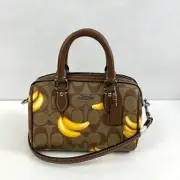 Coach Mini Rowan Crossbody In Signature Canvas With Banana Print IN Khaki CR246