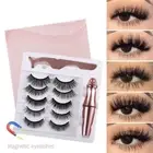 Eyelashes Eyeliner with Waterproof Magnetic 5 Pairs Set and Tweezer Long Lashes