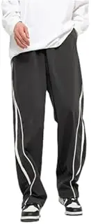 [POHADON] Men's Baggy Sweatpants Parachute Pants Wide Leg Y2k Track Pants Side Stripe Cargo Joggers Cyber Scene Alt Emo Streetwear
