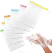 6PCS Assorted Colors Soap Bags for Soap Bars, Handmade Bubble Mesh Soaps Bag Exf