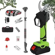 Cordless Electric Pruning Shears, Extendable Tree Pruning Shears 2.1M Extension Rod & 2* Battery, 6cm Knife Edge,45mm Secateurs,LCD Display Screen Battery Powered for Pruning, Gardening