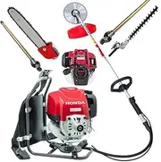 GX50 Backpack 4-Stroke 3 in 1+2 Poles Gas Brush Cutter Hedge Trimmer Lawn Mower Weed Eater Pole Saw String