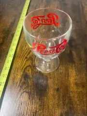 Vintage Pepsi-cola Thumbprint Schooner Pedestal Goblet Glass