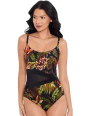 [Miraclesuit Swim] Botanico Lyra Underwired Shaping Swimsuit in Black Multi