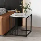 Side End Table Sofa Bed Square Nightstand with Storage Shelf Small Coffee Table