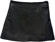 [Haitpant] Women's Summer Party Black Color Sexy Mini Skirt Solid Color Genuine Leather A-Line Short Skirt