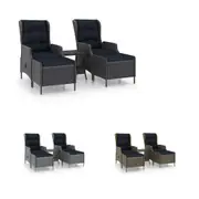 Patio Garden Lounge Set 3 Piece with Cushions Poly Rattan Multi Colours vidaXL