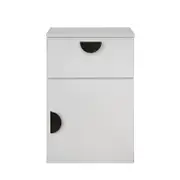 European Cabinetry Slim Half Moon Black Porto Bedside Table White