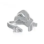 ANYCO Ring S925 Sterling Silver Ring Rhodium Plated Luxury CZ 5A Bow Tie Jewelry For Women