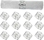 12 PCS Silver Napkin Rings Set Napkin Holders Metal Napkin Ring for Dinning Tabl