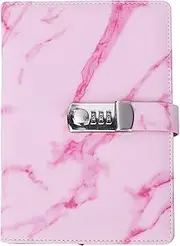 NDNCZDHC 100 Sheets Diary with Lock, A5 PU Leather Locked Journal for Women, Cute Password Lock Notebooks for Travel Diary Office Notepad(Pink)