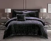 Ramesses Waffle Fleece Comforter Set, Queen, Charcoal