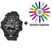 CASIO G-Shock Black/Green Solar Mudmaster Mens Watch GWG-1000-1A3DR Bottle Op...