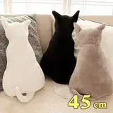 在飛比找遠傳friDay購物優惠-療癒系背影貓咪抱枕靠墊 45CM 白色