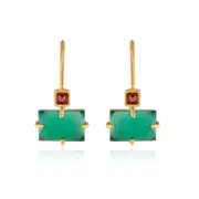 Amara Earrings - Metal-Sterling Silver - Stone-Green Onyx + Tourmaline - Finish-Shiny