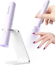 UV Light for Gel Nails, Denabuty Mini U V LED Nail Lamp Handheld with Stand, Portable Nail Dryer Rechargeable USB Cordless, Nail Light with 2 Timers for Fast Drying, Violet