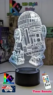 R2D2 DRIOD 3D LED Night Light 7 Colour Change Room Lamp Battery USB