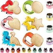 20Pcs Sandwich Cutter and Sealer Set for Kids, Decruster Maker Holiday Heart Cookie Cutters Fruit Vegetable Shapes Boys & Girls Bento Lunch Box with Mickey Mouse Dinosaur Star, etc