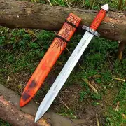 Hand Forged Viking Sword High Carbon Steel Razor Sharp Medieval With Scabbard